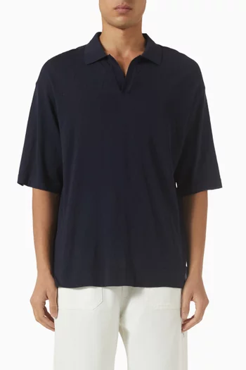 Pele Polo Sweater in Textured Lyocell & Wool