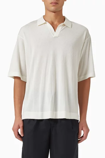 Pele Polo Sweater in Textured Lyocell & Wool