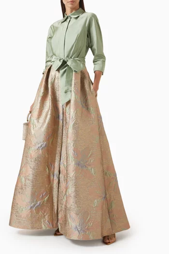 Taffeta Shirt Jacquard Gown
