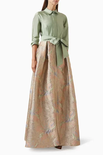 Taffeta Shirt Jacquard Gown
