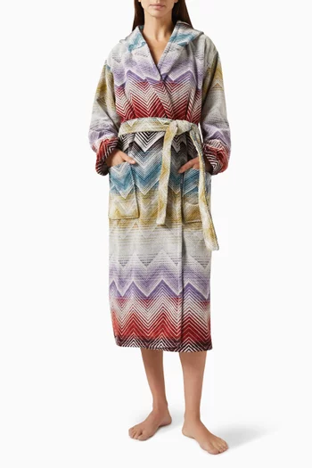 Wave Hooded Bathrobe in Terry Cotton