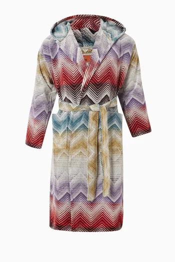 Wave Hooded Bathrobe in Terry Cotton