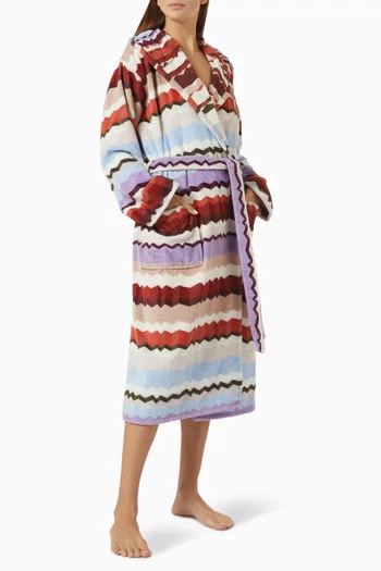 Wave Hooded Bathrobe in Terry Cotton