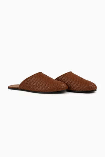 Leather Raffia Mule
