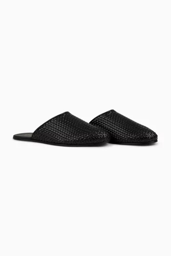 Leather Raffia Mule