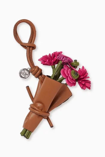 Floral Bouquet Bag Charm in Leather