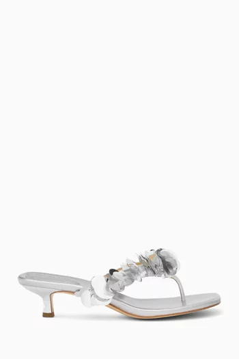 Loretta 50 Sequin-embellished Sandals in Metallic Leather