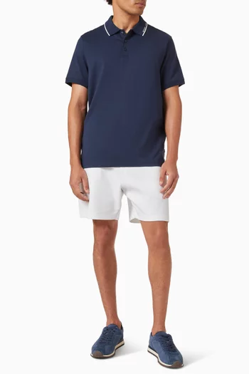 Logo Trim  Polo Shirt in Cotton Jersey