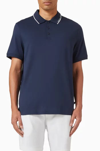 Logo Trim  Polo Shirt in Cotton Jersey