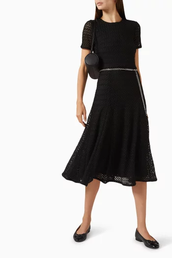 Textured Chain Belt Midi Dress
