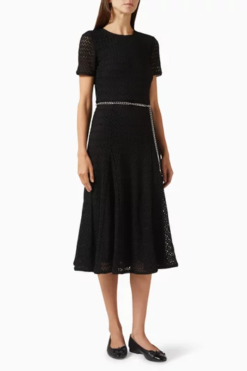 Textured Chain Belt Midi Dress