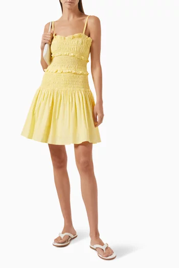 Smocked Mini Dress in Cotton