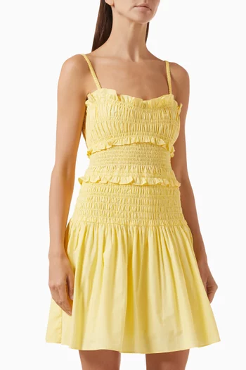 Smocked Mini Dress in Cotton