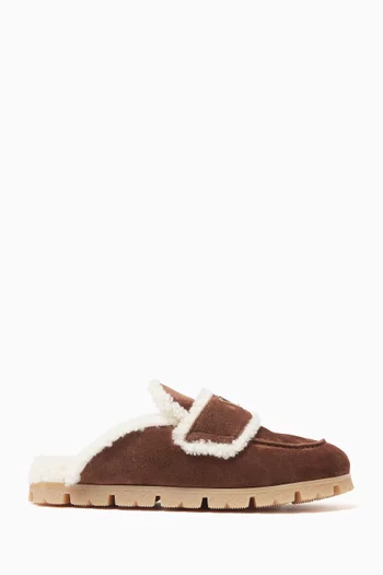 Mules in Suede & Shearling
