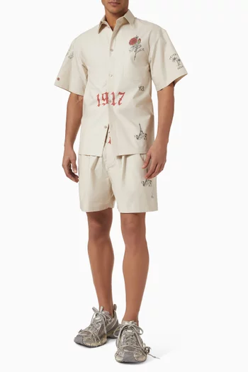 Tattoo Large Fit Shirt in Cotton Poplin