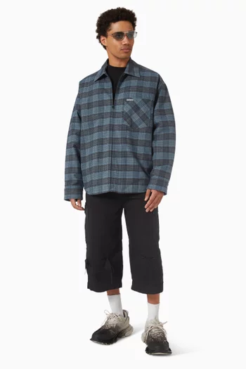 Padded Overshirt in Seersucker Cotton Flannel