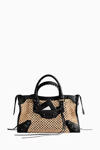 Small Le City Bag in Raffia & Arena Lambskin