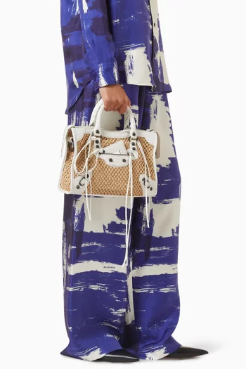 Small Le City Bag in Raffia & Arena Lambskin