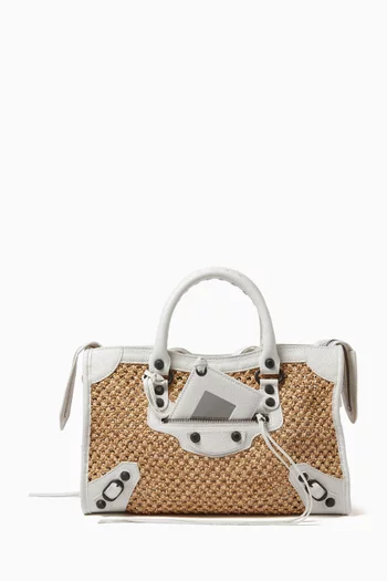 Small Le City Bag in Raffia & Arena Lambskin