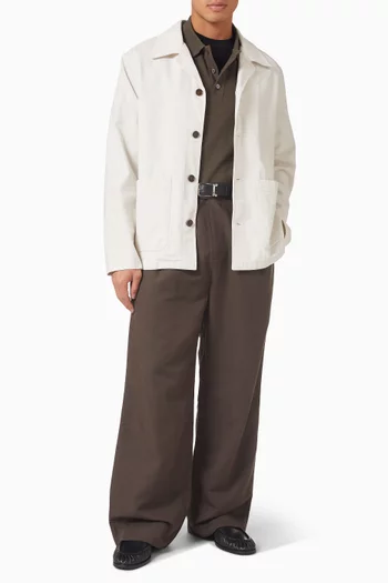 Relaxed Fit Wide Leg Pants in Linen-blend