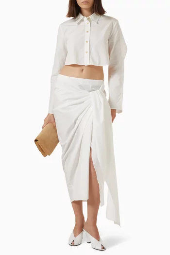 Shay Midi Skirt in Cotton Poplin