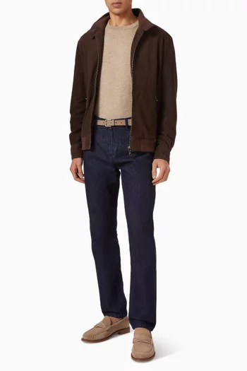 Classic Bomber Jacket in Goatskin Suede