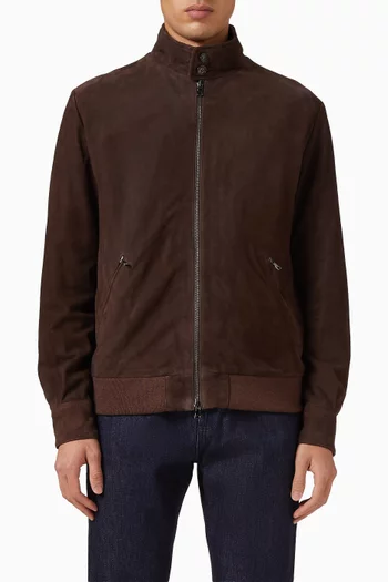 Classic Bomber Jacket in Goatskin Suede