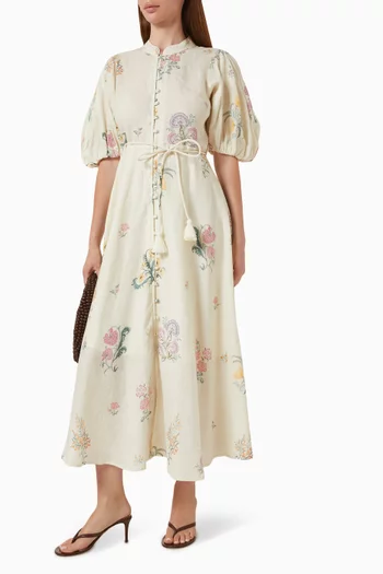Kira Belted Dress in Linen