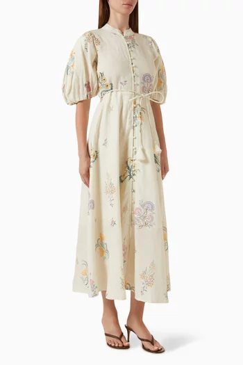 Kira Belted Dress in Linen