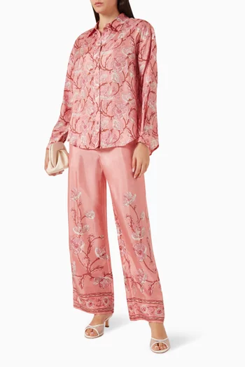 Azra Wide-leg Pants in Silk