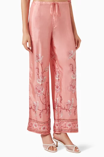 Azra Wide-leg Pants in Silk