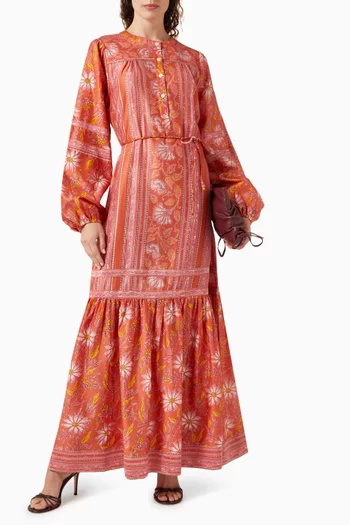 Vivianna Tie-waist Dress in Cotton Blend