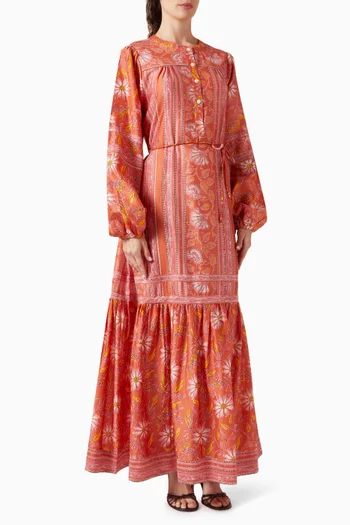 Vivianna Tie-waist Dress in Cotton Blend