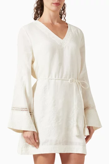 Tavi Belted Dress in Linen