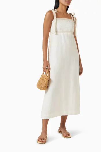 Tali Tie-shoulder Dress in Linen