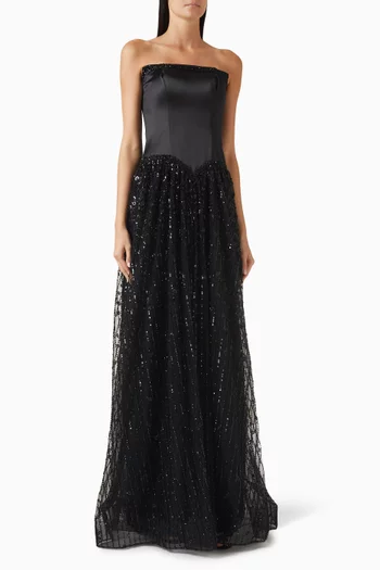 Embellished Strapless Ball Gown