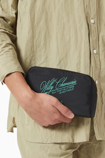 Logo-embroidered Wash Bag in Twill