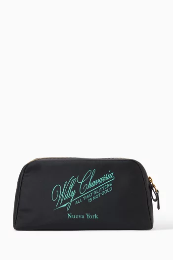 Logo-embroidered Wash Bag in Twill