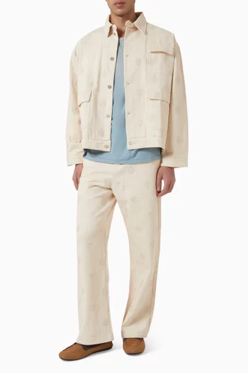 Embroidered Motif Jacket in Cotton Twill