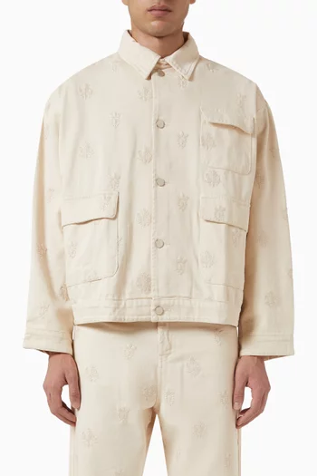 Embroidered Motif Jacket in Cotton Twill