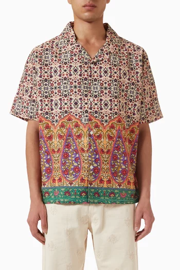Paisley Print Camp Shirt in Viscose-blend