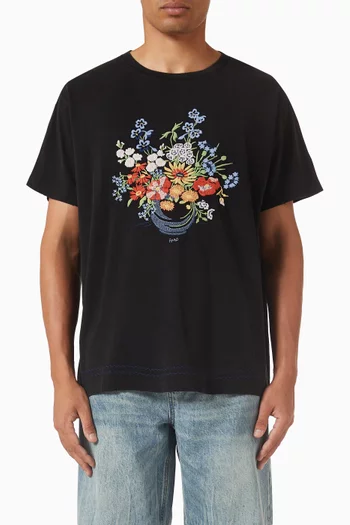 Embroidered Flower T-shirt in Cotton