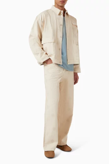 Embroidered Motif Pants in Denim
