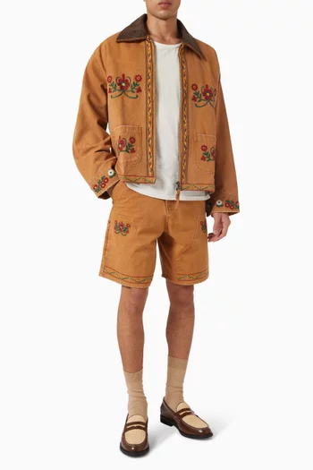 Embroidered Shorts in Canvas