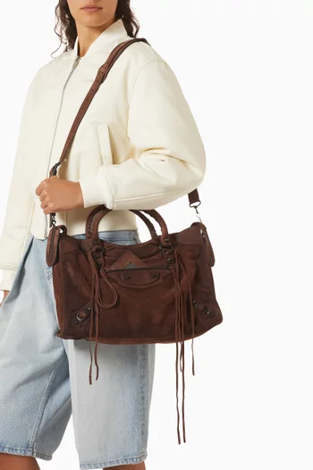 Medium Le City Bag in Suede