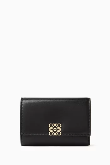 Anagram Tri-fold Wallet in Shiny Nappa Calfskin