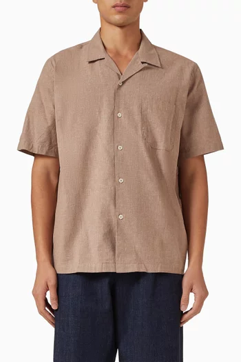 Road Buttoned Shirt in Linen-blend