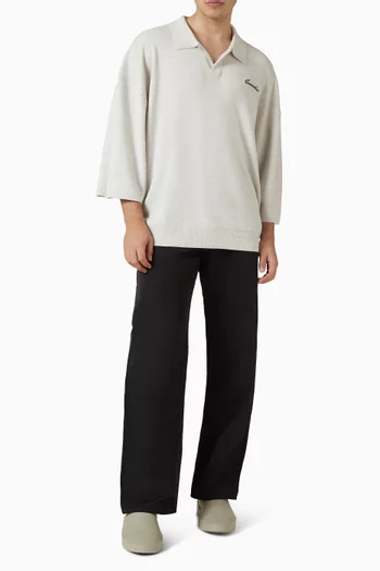 Signature 3/4 Sleeve 90s Knit Polo Shirt in Merino-blend