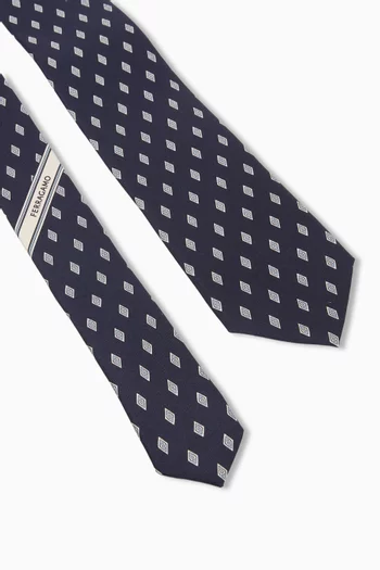 Micro Gancini Print Tie in Silk