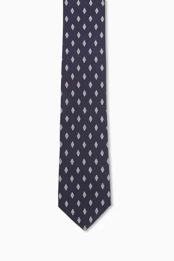 Micro Gancini Print Tie in Silk